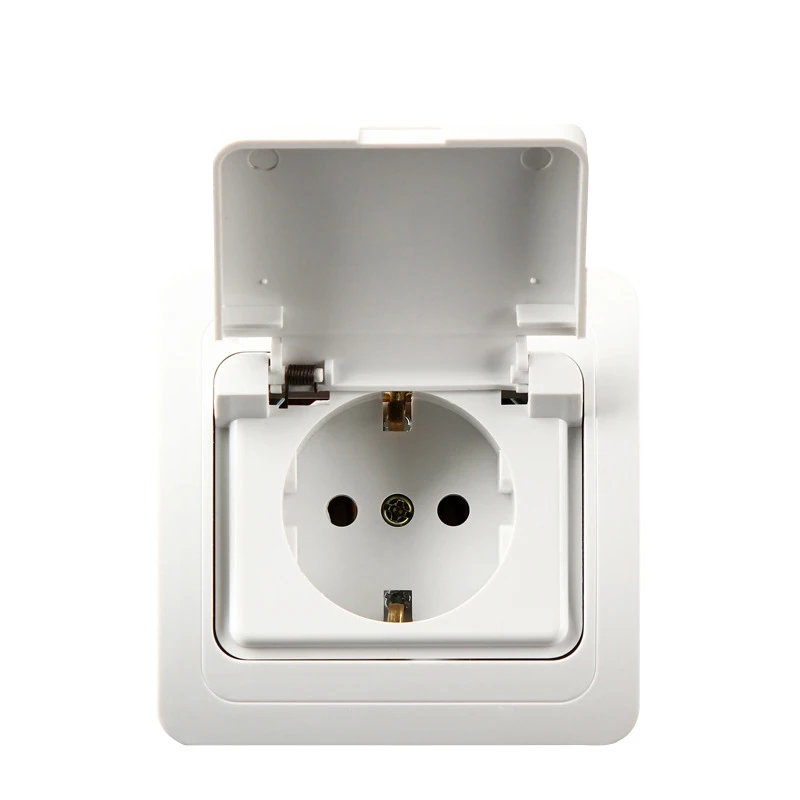 16A 250V EU Regulations Standard Wall Power Outlet Splash Socket With Cover Waterproof OA810FC Outdoors Cover Wall Socket
16A 250V EU Regulations Standard Wall Power Outlet Splash Socket With Cover Waterproof OA810FC Outdoors Cover Wall Socket