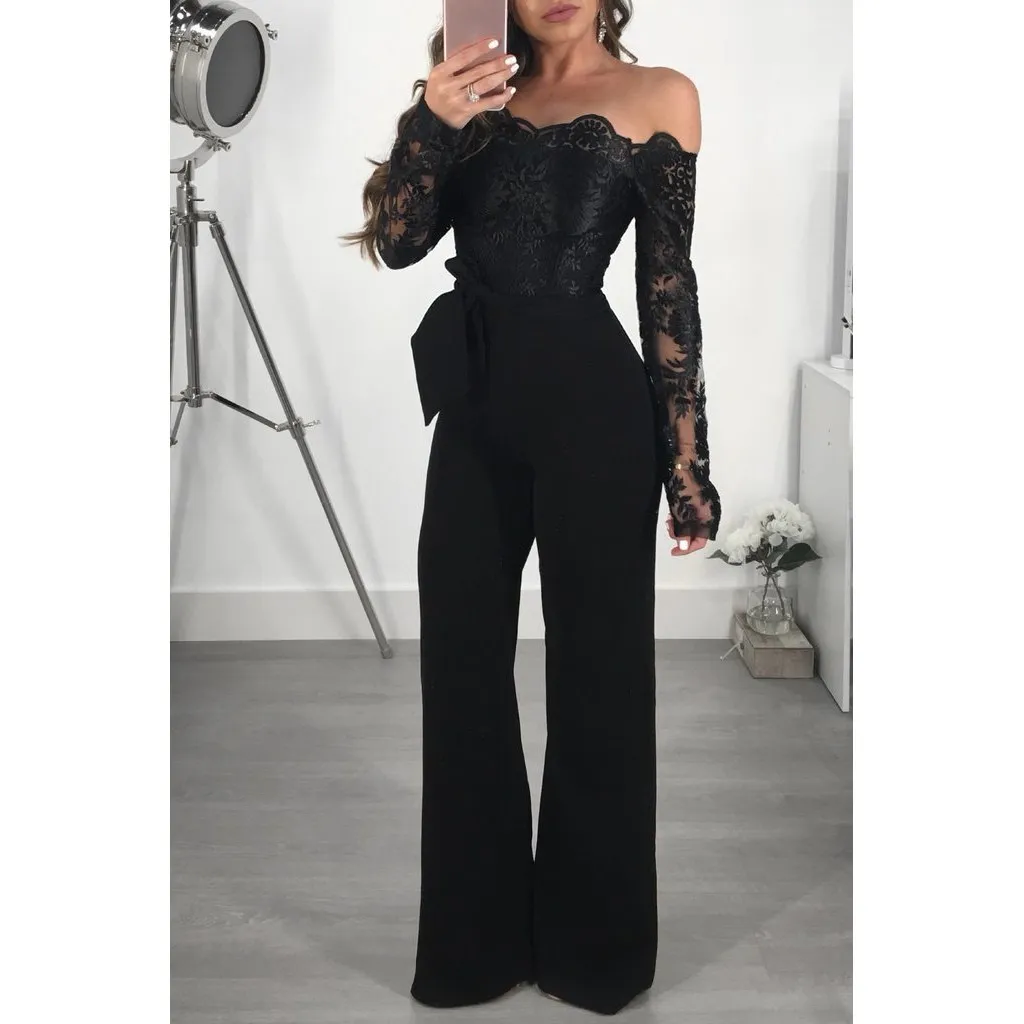 2018 Mesh Patchwork Embroidery Sexy Party Jumpsuit Women Slash Neck Long Sleeve Wide Leg Jumpsuit Sashes Elegant Long Bodysuit
2018 Mesh Patchwork Embroidery Sexy Party Jumpsuit Women Slash Neck Long Sleeve Wide Leg Jumpsuit Sashes Elegant Long Bodysuit