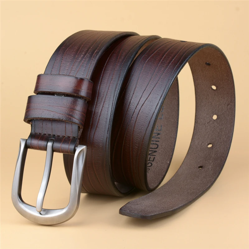 WESTERN AUSPICIOUS Male Belt Cowskin Belts Fashion Pin Buckle Genuine Leather Strap Man Quality Designer Men High | Аксессуары для