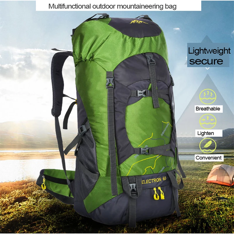 

Waterproof and wearable travel large capacity backpack 60L, men's sports bag, outdoor camping mountaineering bag backpack