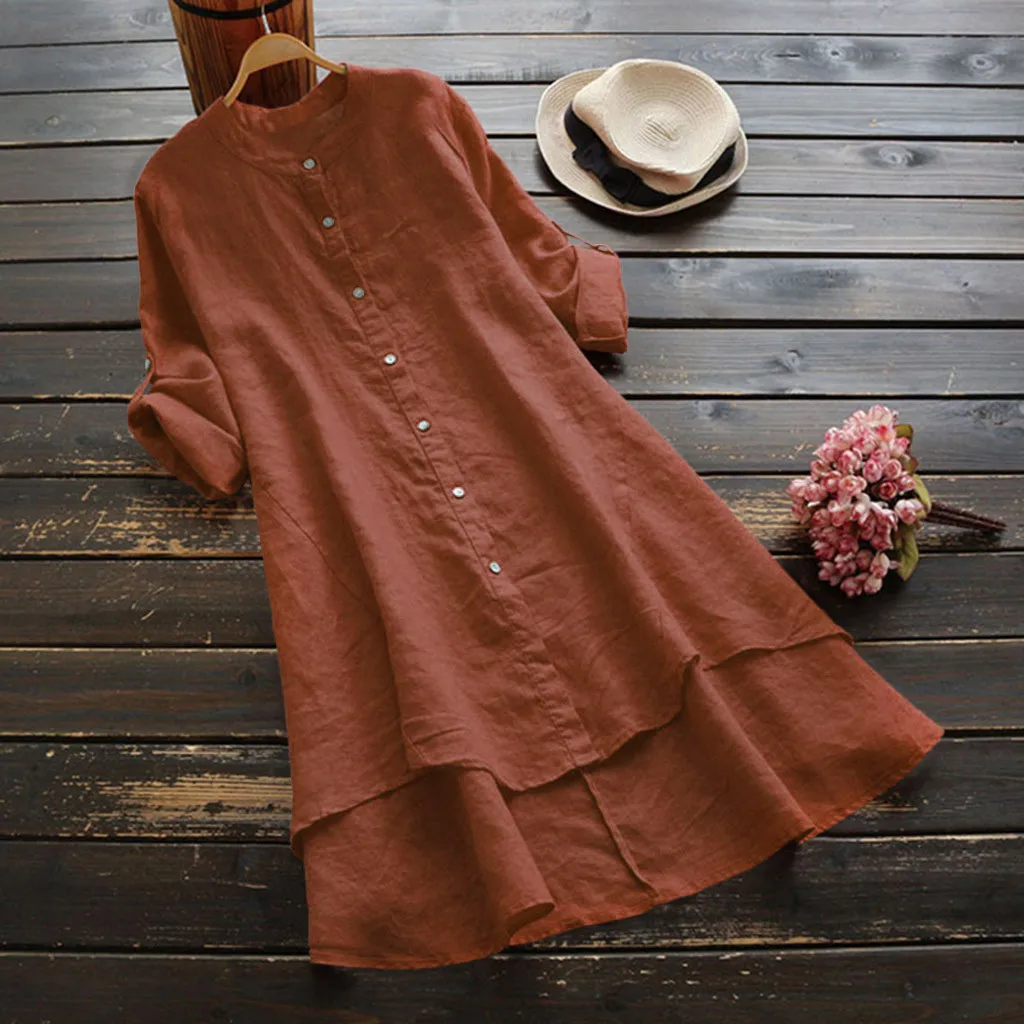 Blouse Women Casual Loose Linen Soild Button Long Sleeve Long Shirt Blouse Tops Blusa Feminina Chemisier Femme Womens Blouses
Blouse Women Casual Loose Linen Soild Button Long Sleeve Long Shirt Blouse Tops Blusa Feminina Chemisier Femme Womens Blouses