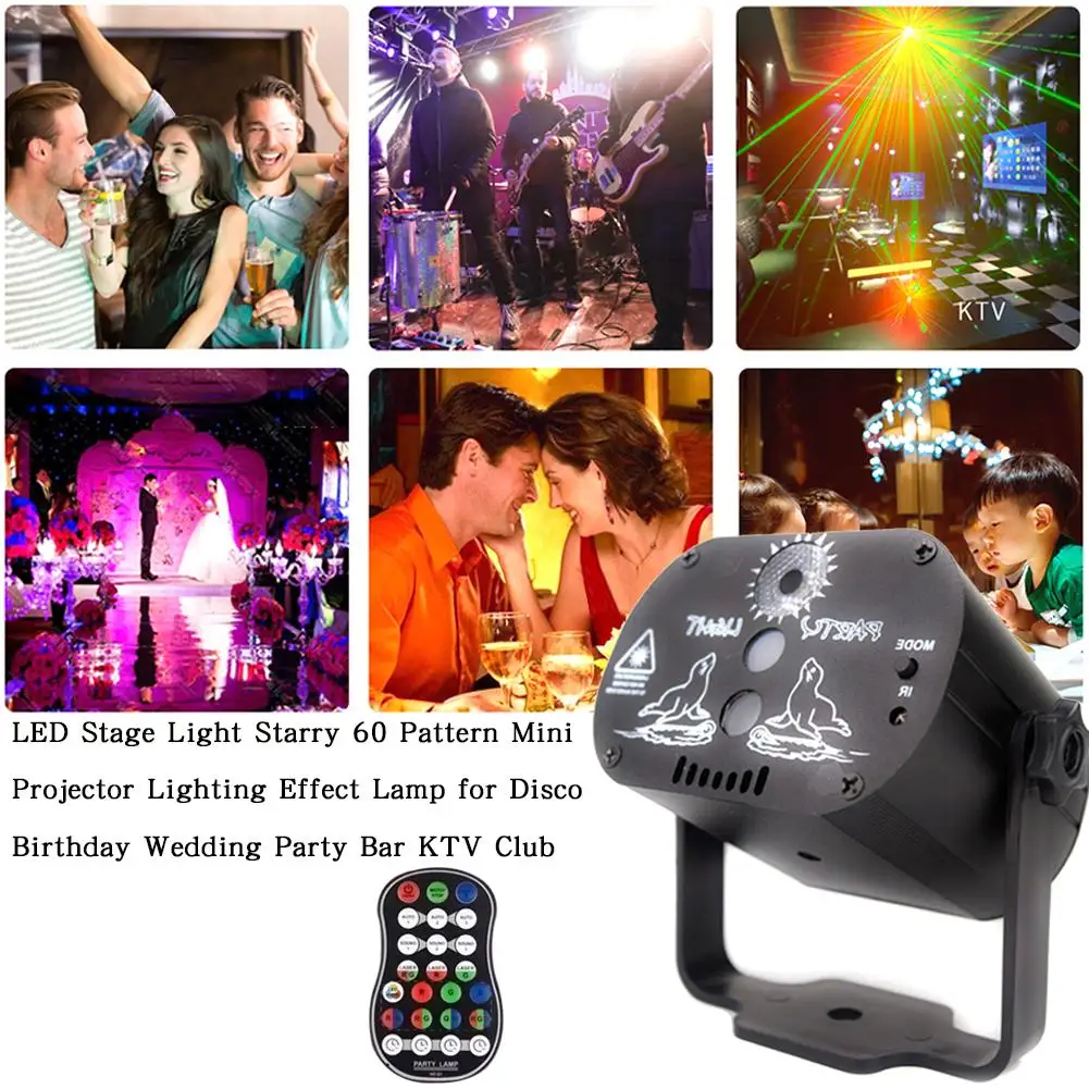 LED Stage Light Starry 60 Pattern Mini Projector Lighting Effect Lamp for Disco Birthday Wedding Party Bar KTV Club
LED Stage Light Starry 60 Pattern Mini Projector Lighting Effect Lamp for Disco Birthday Wedding Party Bar KTV Club