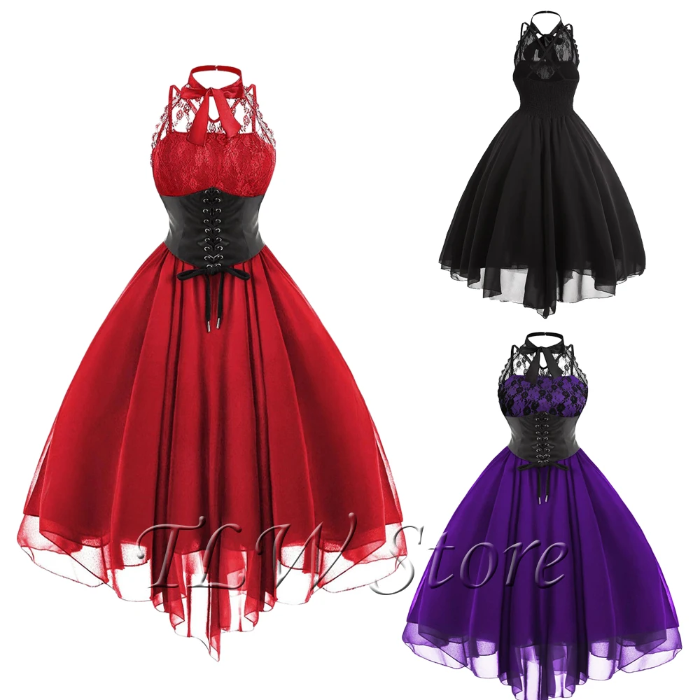 Gothic medieval Bow Party Dress Women Vintage Black Sleeveless Cross Back Lace Panel Corset Swing Dress Robe Vestidos Femme 5xl
Gothic medieval Bow Party Dress Women Vintage Black Sleeveless Cross Back Lace Panel Corset Swing Dress Robe Vestidos Femme 5xl