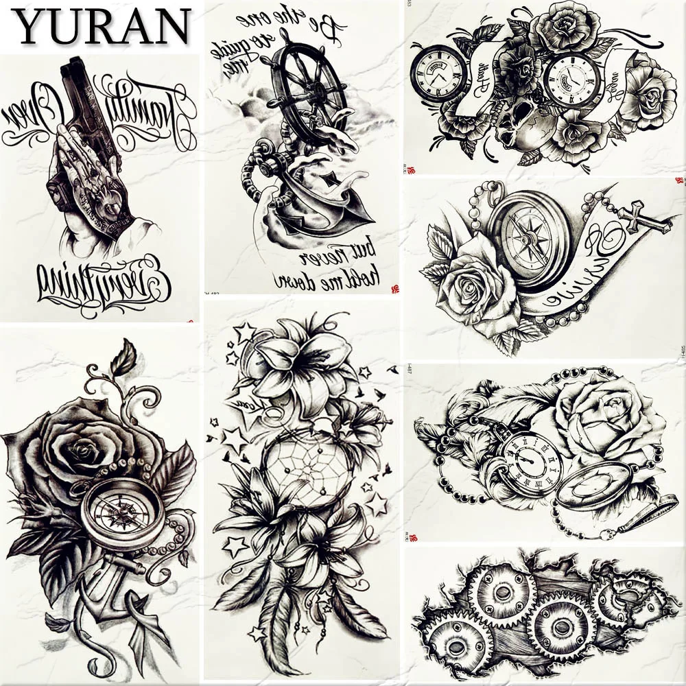 Retro Style Punk Sexy Women Big Tattoo Sticker Black Fake Pirate Anchor DreamCatcher Tattoos Temporary Flower Arm Tatoos Compass
Retro Style Punk Sexy Women Big Tattoo Sticker Black Fake Pirate Anchor DreamCatcher Tattoos Temporary Flower Arm Tatoos Compass