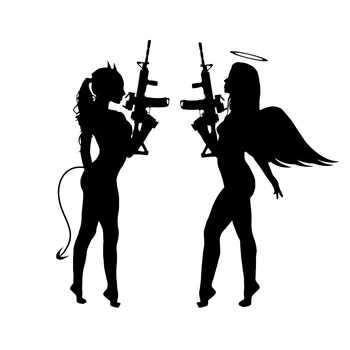 17.3*16.5CM Sexy Angel Face Devil Girl Car Stickers Vinyl Decals Covering The Body Black/Silver C7-0892
17.3*16.5CM Sexy Angel Face Devil Girl Car Stickers Vinyl Decals Covering The Body Black/Silver C7-0892