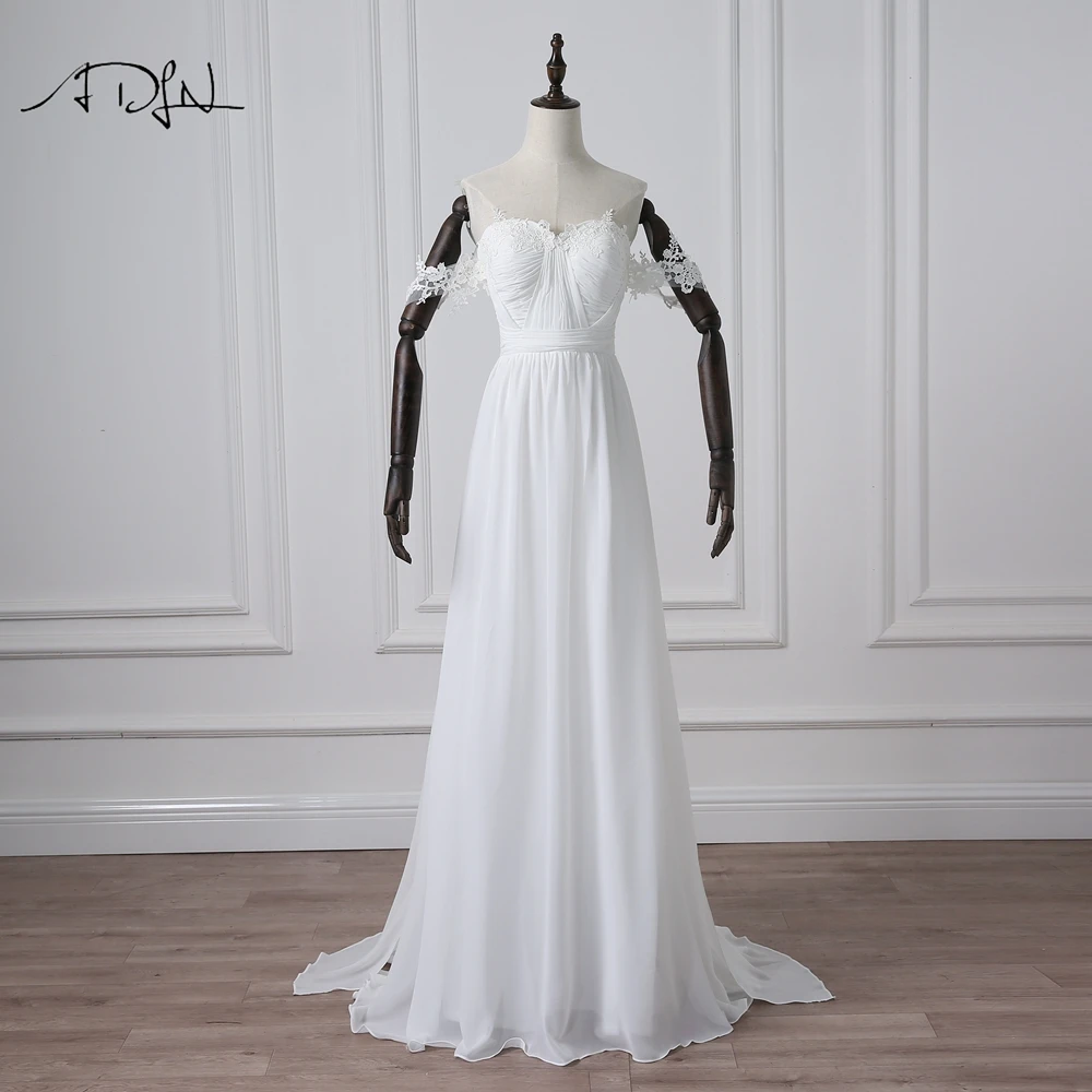 ADLN Simple Off-the-shoulder Beach Wedding Dresses White/Ivory Cheap Chiffon Bridal Gown Vestidos de Novia Boho Bride Dress
ADLN Simple Off-the-shoulder Beach Wedding Dresses White/Ivory Cheap Chiffon Bridal Gown Vestidos de Novia Boho Bride Dress