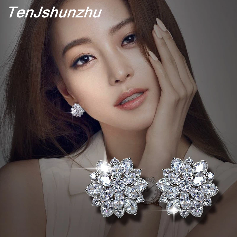 925 Sterling Silver Aaa Zirconia Flowers Stud Earrings For Women Luxury Bride Party Sterling-silver-jewelry EH393
925 Sterling Silver Aaa Zirconia Flowers Stud Earrings For Women Luxury Bride Party Sterling-silver-jewelry EH393