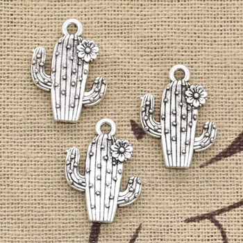 

8pcs Charms Desert Cactus Flower 20x15mm Antique Bronze Silver Color Plated Pendants Making DIY Handmade Tibetan Finding Jewelry