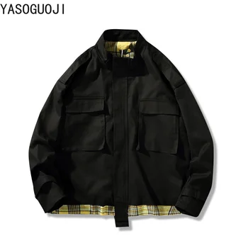 YASUGUOJI new 2019 streetwear men jeans jacket fashion pocket denim jacket men black cargo jacket men men's jacket L133
YASUGUOJI new 2019 streetwear men jeans jacket fashion pocket denim jacket men black cargo jacket men men's jacket L133