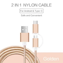 2 in 1 Type-C 5V 2A USB Micro Cable Quick Charge Nylon Line and Nylon Plug Cord Data Sync Wire For Xiaomi Lenovo Lemall charger