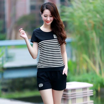 Motion Top And Shorts Casual 2 Piece Set Stripes Top&pants Set Elastic Waist Women's Tracksuits Striped Tracksuit For Women
Motion Top And Shorts Casual 2 Piece Set Stripes Top&pants Set Elastic Waist Women's Tracksuits Striped Tracksuit For Women