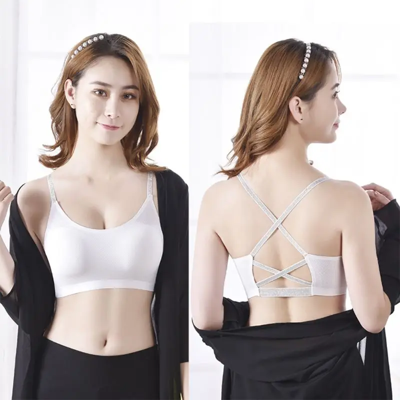 Women Girls Seamless Ice Silk Bra Cross Bandage Backless Bralette Glitter Powder Straps Breathable Mesh Sports Crop Top
Women Girls Seamless Ice Silk Bra Cross Bandage Backless Bralette Glitter Powder Straps Breathable Mesh Sports Crop Top