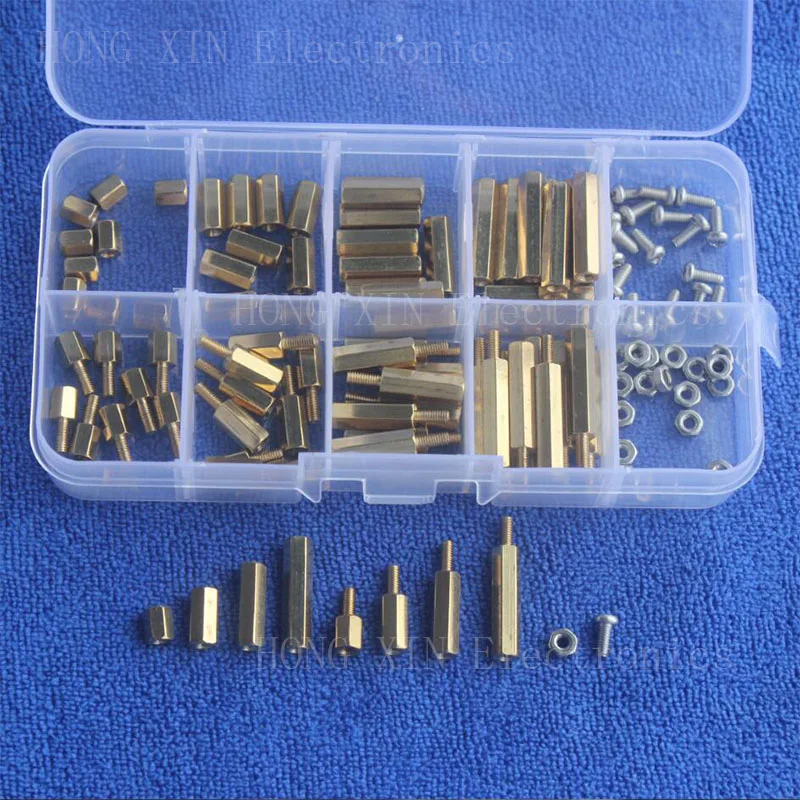 High Quality120Pcs/M2.5 PCB Male-Female Brass Standoff Spacer Board Hex Screws Nut Assortment kit set
High Quality120Pcs/M2.5 PCB Male-Female Brass Standoff Spacer Board Hex Screws Nut Assortment kit set