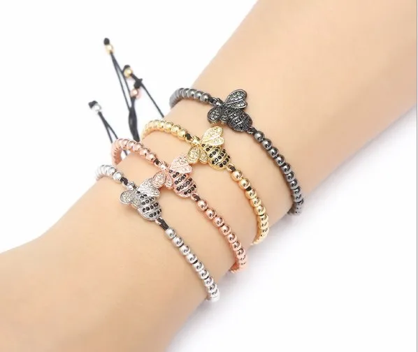 gold silver micro pave cz Cubic Zirconia rope adjusted Copper Beads Bracelet hg53 Bee Charm Braided Bangles Jewelry gift
gold silver micro pave cz Cubic Zirconia rope adjusted Copper Beads Bracelet hg53 Bee Charm Braided Bangles Jewelry gift
