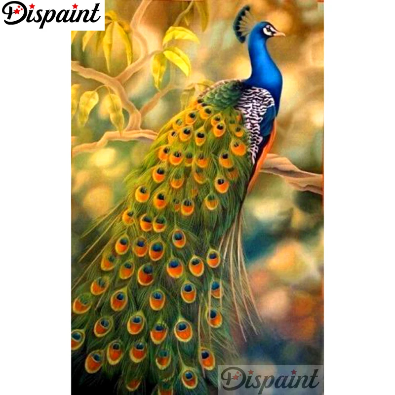 Фото Dispaint Full Square/Round Drill 5D DIY Diamond Painting &quotAnimal peacock" Embroidery Cross Stitch Home Decor A10832 | Дом и сад