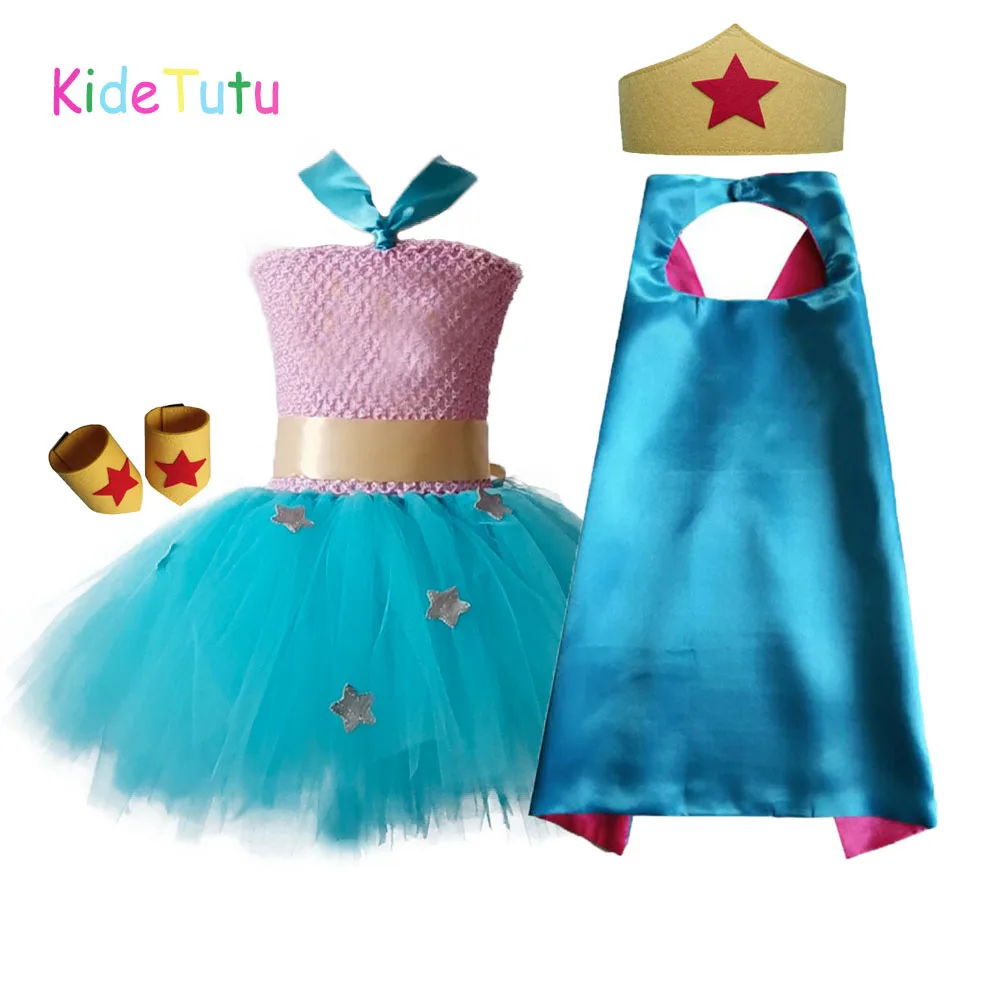 Superhero Girl Tutu Dress Sky Blue Knee Length Wonder Girls Tutu Dress set With Stars Children Birthday Cosplay Cool Costume
Superhero Girl Tutu Dress Sky Blue Knee Length Wonder Girls Tutu Dress set With Stars Children Birthday Cosplay Cool Costume