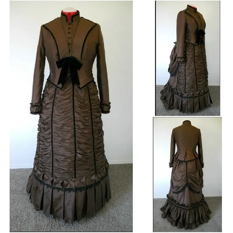 History!Customer-made Brown 1800S Victorian dress 1860s Civil war Dress Theater Reenactor Costume Vintage dress US6-36 V-355
History!Customer-made Brown 1800S Victorian dress 1860s Civil war Dress Theater Reenactor Costume Vintage dress US6-36 V-355