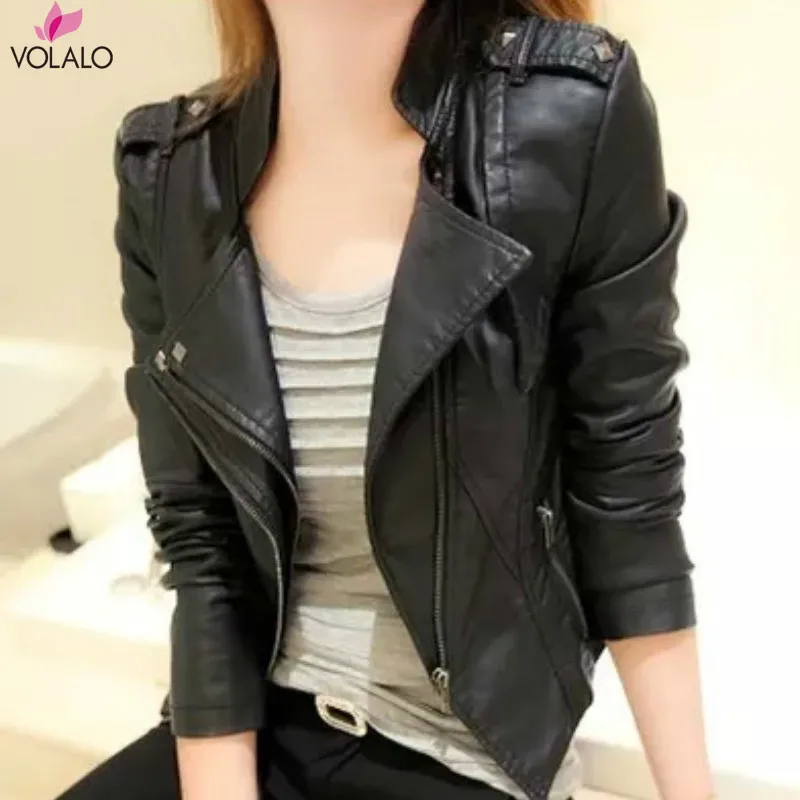 Spring Autumn Winter Ladies Motorcycle Leather Jackets Women Turn-down Collar Zipper Slim Black Moto & Biker Jacket Female
Spring Autumn Winter Ladies Motorcycle Leather Jackets Women Turn-down Collar Zipper Slim Black Moto & Biker Jacket Female