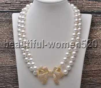 Z7403 NEW 2Strands 10mm WHITE SOUTH SEA SHELL PEARL bowknot NECKLACE Magnet 19inch
Z7403 NEW 2Strands 10mm WHITE SOUTH SEA SHELL PEARL bowknot NECKLACE Magnet 19inch