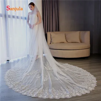 Flowers Appliques Edge Wedding Veils Long 3.5 Meters Ivory Bride Veil with Comb robe de mariee evec traien V25
Flowers Appliques Edge Wedding Veils Long 3.5 Meters Ivory Bride Veil with Comb robe de mariee evec traien V25