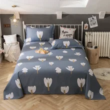 Drap plat Simple imprimé blanc 100% drap de lit en coton pour enfant enfants adultes double Queen King Size housse de protection de matelas(China)