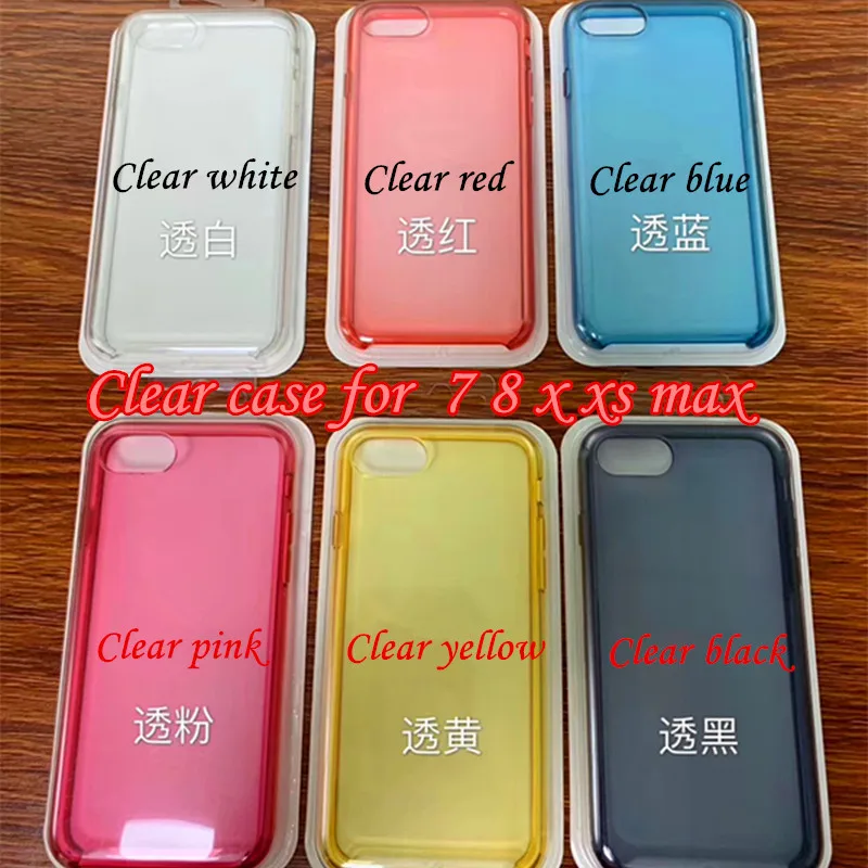100pcs Newest Best Quality Clear Case cover with for iphone iPhone 7 8 plus IX Xs Xr Xs Max With retail box have 6 Color
100pcs Newest Best Quality Clear Case cover with for iphone iPhone 7 8 plus IX Xs Xr Xs Max With retail box have 6 Color