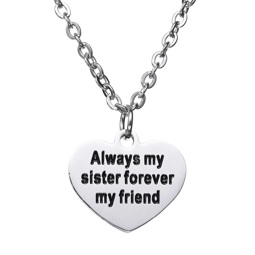 Always My Sister Forever Friend Love Heart Stainless Steel Pendant Necklace Chain Friends Sis Family Friendship Women | Украшения и