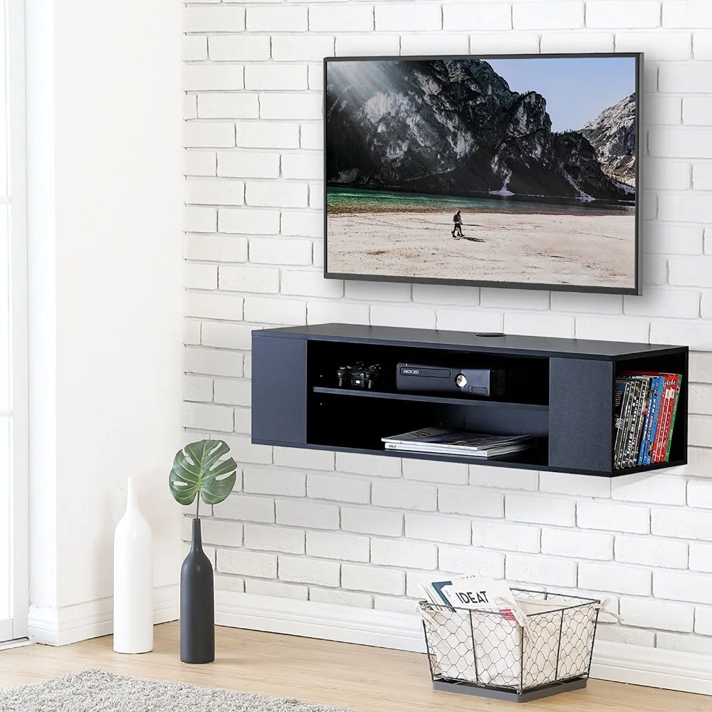 

FITUEYES Wall Mounted Media Console Audio/Video Black wood grain for xbox one /PS4/ vizio/ Sumsung/sony TV DS210002WB