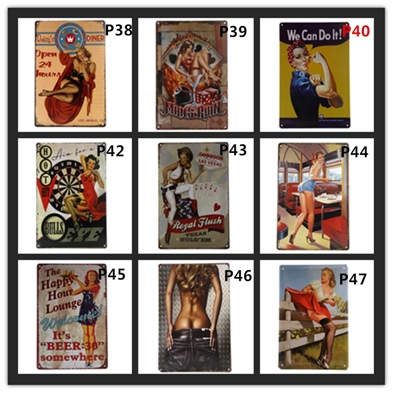 Pinup Girl Metal Tin Signs Art Posters Retro Vintage Garage Pub Bar Home Wall Decor Plaques
Pinup Girl Metal Tin Signs Art Posters Retro Vintage Garage Pub Bar Home Wall Decor Plaques