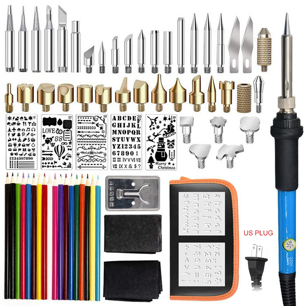 60W Soldering Iron Wood Burning Kit 71pc Adjustable Carving Pyrography Tool Soldering Welding Tip Kit Wood Embossing Burning Set
60W Soldering Iron Wood Burning Kit 71pc Adjustable Carving Pyrography Tool Soldering Welding Tip Kit Wood Embossing Burning Set