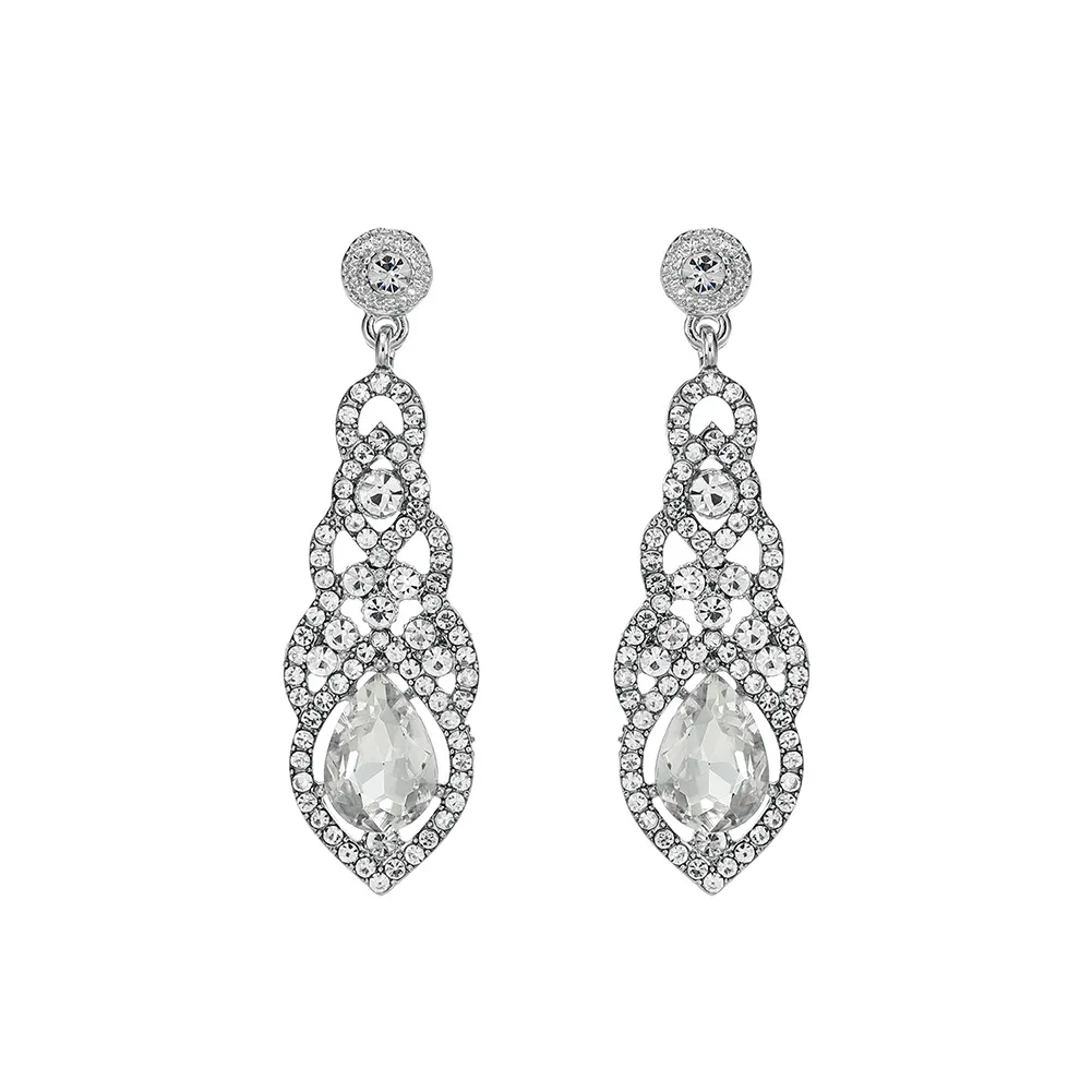 SSYFashion New Bride Jewelry Wedding Accessories Silver Alloy Rhinestone Water Droplets Vintage Earings for Women
SSYFashion New Bride Jewelry Wedding Accessories Silver Alloy Rhinestone Water Droplets Vintage Earings for Women