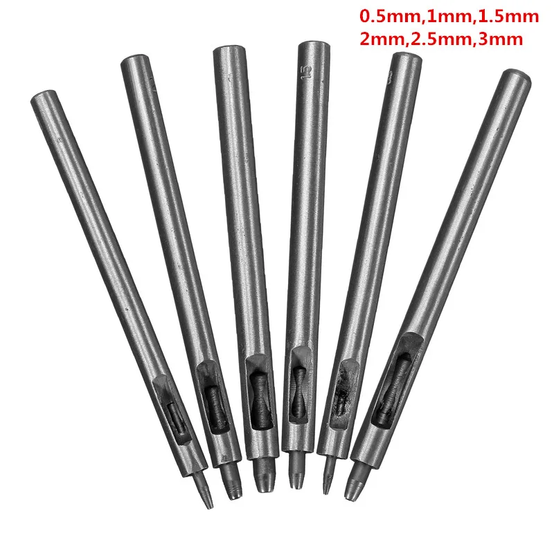 High Quality 6pcs Steel Leather Puncher Hole Craft Kit Set Hollow Puncher Belt Leathercraft Tool 0.5mm,1mm,1.5mm,2mm,2.5mm,3mm
High Quality 6pcs Steel Leather Puncher Hole Craft Kit Set Hollow Puncher Belt Leathercraft Tool 0.5mm,1mm,1.5mm,2mm,2.5mm,3mm