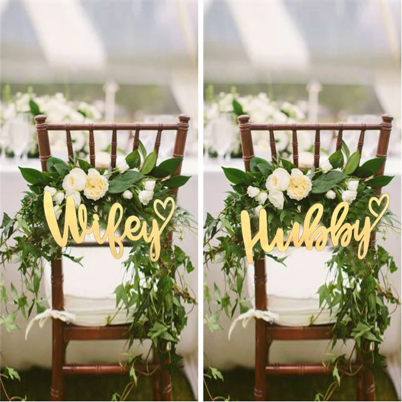 

wedding chair hanger signs wooden wifey and hubby signs for wedding chair decorations