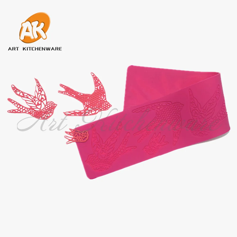 New Swallow Design Cake Lace Mat Silicone Lace Mold Fondant Impression Mat Cup Cake Decorations Border Cake Stencil BakeryLFM-51
New Swallow Design Cake Lace Mat Silicone Lace Mold Fondant Impression Mat Cup Cake Decorations Border Cake Stencil BakeryLFM-51