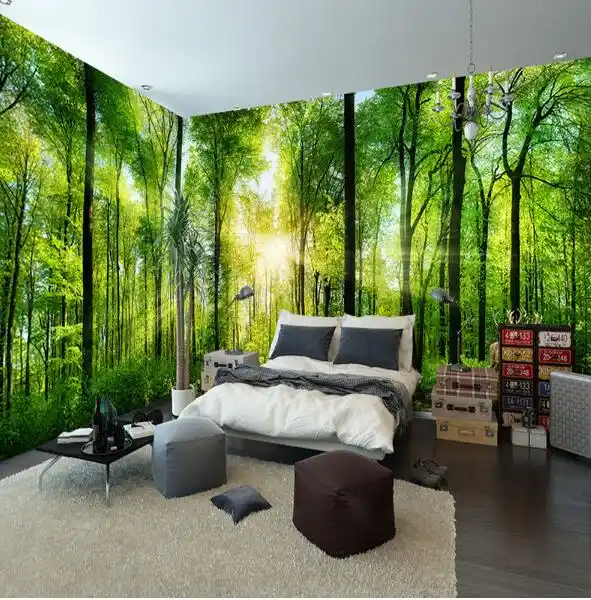 カスタム壁画自然の風景の壁紙森 3d 風景の背景壁壁画リビングルームの寝室の壁紙家の装飾 Aliexpress