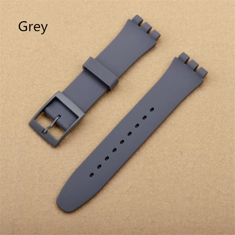 Grey 17mm 19mm Silicone Rubber Watch Band Straps Men Women Watches Swatch Black White Navy Rubber Strap plastic buckle
Grey 17mm 19mm Silicone Rubber Watch Band Straps Men Women Watches Swatch Black White Navy Rubber Strap plastic buckle