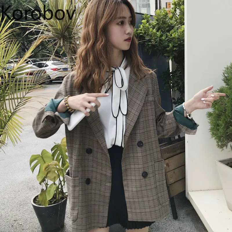 Korobov Korean Vintage Plaid Double Breasted Vogue Women Blazer Casual Long Sleeve Auttum New Fashion Blazers Feminina 77805
Korobov Korean Vintage Plaid Double Breasted Vogue Women Blazer Casual Long Sleeve Auttum New Fashion Blazers Feminina 77805
