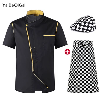 Men and women Chef Restaurant uniforms Short Sleeve kitchen Breathable catering clothes Jacket +Hat +Apron wholesale chef pant
Men and women Chef Restaurant uniforms Short Sleeve kitchen Breathable catering clothes Jacket +Hat +Apron wholesale chef pant
