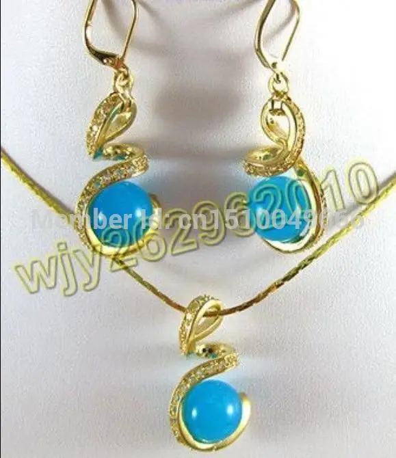 Hot sale FREE SHIPPING Beautiful blue jade beads fine jewelry Pendant Earring Set
Hot sale FREE SHIPPING Beautiful blue jade beads fine jewelry Pendant Earring Set