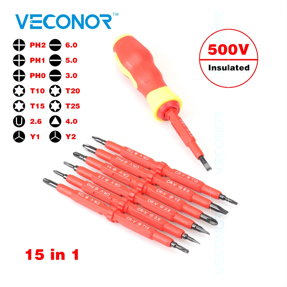 8 Pieces In 1 Dual Side Screwdriver Bit Set Electrical Screwdriving Tools 500V Insulated CRV Blade Great Quality
8 Pieces In 1 Dual Side Screwdriver Bit Set Electrical Screwdriving Tools 500V Insulated CRV Blade Great Quality