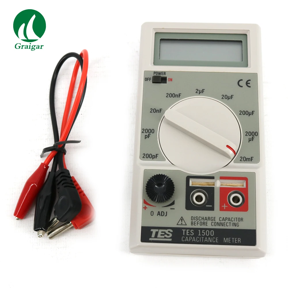2 pcs/lot TES-1500 Digital Capacitance Meter Tester with Test Clips/Direct insert jack for Easy Measurement
2 pcs/lot TES-1500 Digital Capacitance Meter Tester with Test Clips/Direct insert jack for Easy Measurement