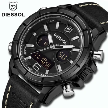 DIESSOL Top Brand Men's Fashion Quartz Sports Watches LED Digital Watch Men Black Leather Military Waterproof Watch Reloj Hombre
DIESSOL Top Brand Men's Fashion Quartz Sports Watches LED Digital Watch Men Black Leather Military Waterproof Watch Reloj Hombre