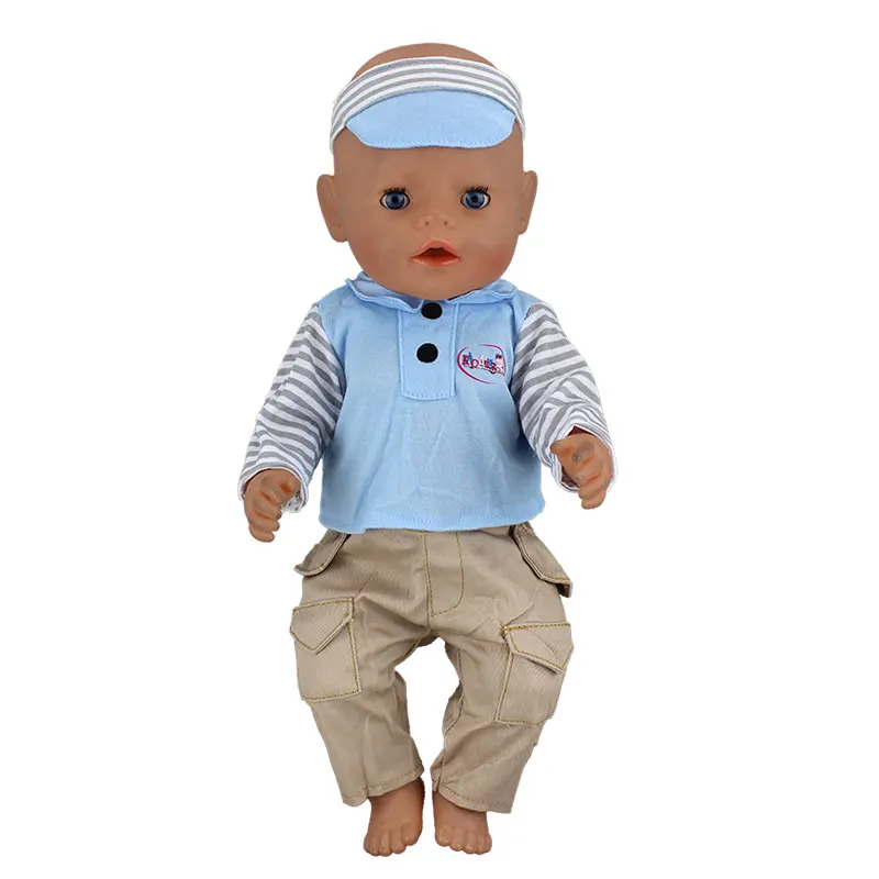 

Blue Set Clothes+Hat Wear fit 43cm Baby Born zapf,Children best Birthday Gift(only sell clothes)