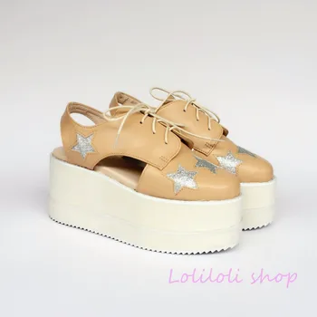 Princess sweet lolita shoes loliloli yoyo Japanese design custom silvery star muted beige PU high stepped platform sandal an7521
Princess sweet lolita shoes loliloli yoyo Japanese design custom silvery star muted beige PU high stepped platform sandal an7521