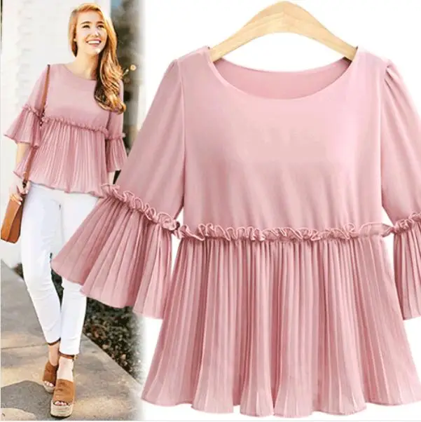 2018 spring Elegant Office Ladies Ruffled o-neck Chiffon Blouses Women Tops Pleated Chiffon Shirt White Women Vintage Shirts
2018 spring Elegant Office Ladies Ruffled o-neck Chiffon Blouses Women Tops Pleated Chiffon Shirt White Women Vintage Shirts