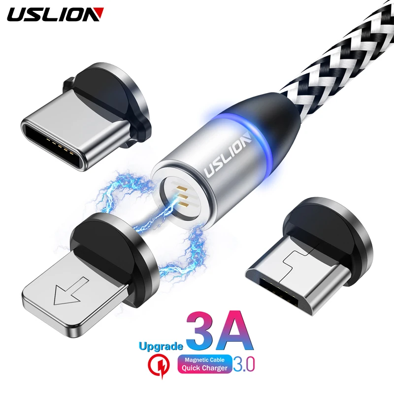 USLION 3A Magnetic USB Cable Type C Micro Cable LED Nylon Braided Fast Charging Type-C Magnet Charger For Iphone XS 7 Samsung
USLION 3A Magnetic USB Cable Type C Micro Cable LED Nylon Braided Fast Charging Type-C Magnet Charger For Iphone XS 7 Samsung
