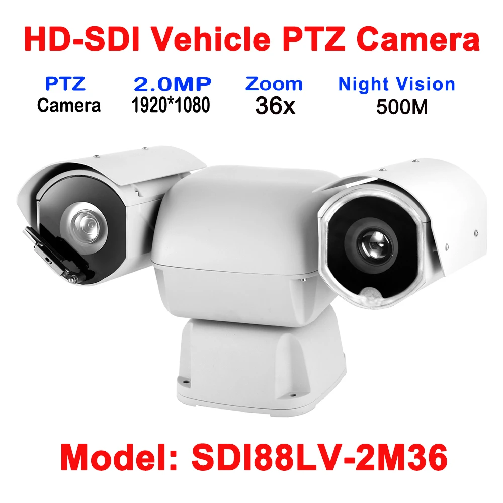 2MP 1080p Laser IR 500M HD-SDI outdoor PTZ Security Vehicle Car Bus Boat Camera 36x Optical Zoom ICR True Day/Night DC12V Power
2MP 1080p Laser IR 500M HD-SDI outdoor PTZ Security Vehicle Car Bus Boat Camera 36x Optical Zoom ICR True Day/Night DC12V Power