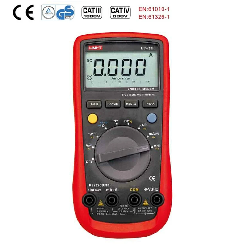 UNI-T UT61E Digital Multimeter Voltmeter Ammeter AC DC OHM Volt Tester LCD Test Current Multimeter Overload Protection 
UNI-T UT61E Digital Multimeter Voltmeter Ammeter AC DC OHM Volt Tester LCD Test Current Multimeter Overload Protection