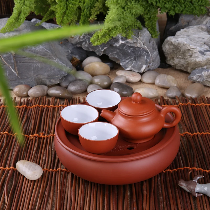 

Portable Chinese Kongfu Purple clay Tea Set Travel zisha Ceramic Porcelain Tea Ware Teapot Teacups Suit