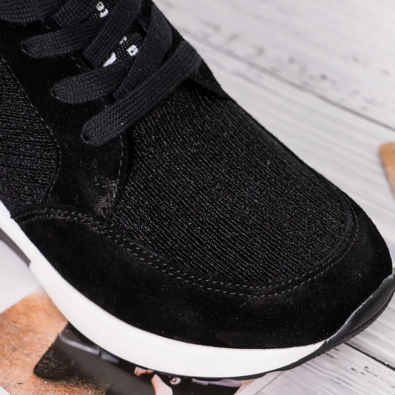 BELISS 2018 spring autumn ankle boots wedges cow suede leather platform hook loop women sneakers (9)